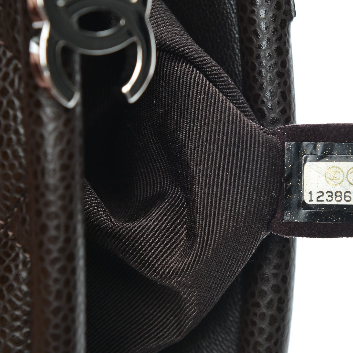 Caviar Quilted Timeless Clutch Dark Brown