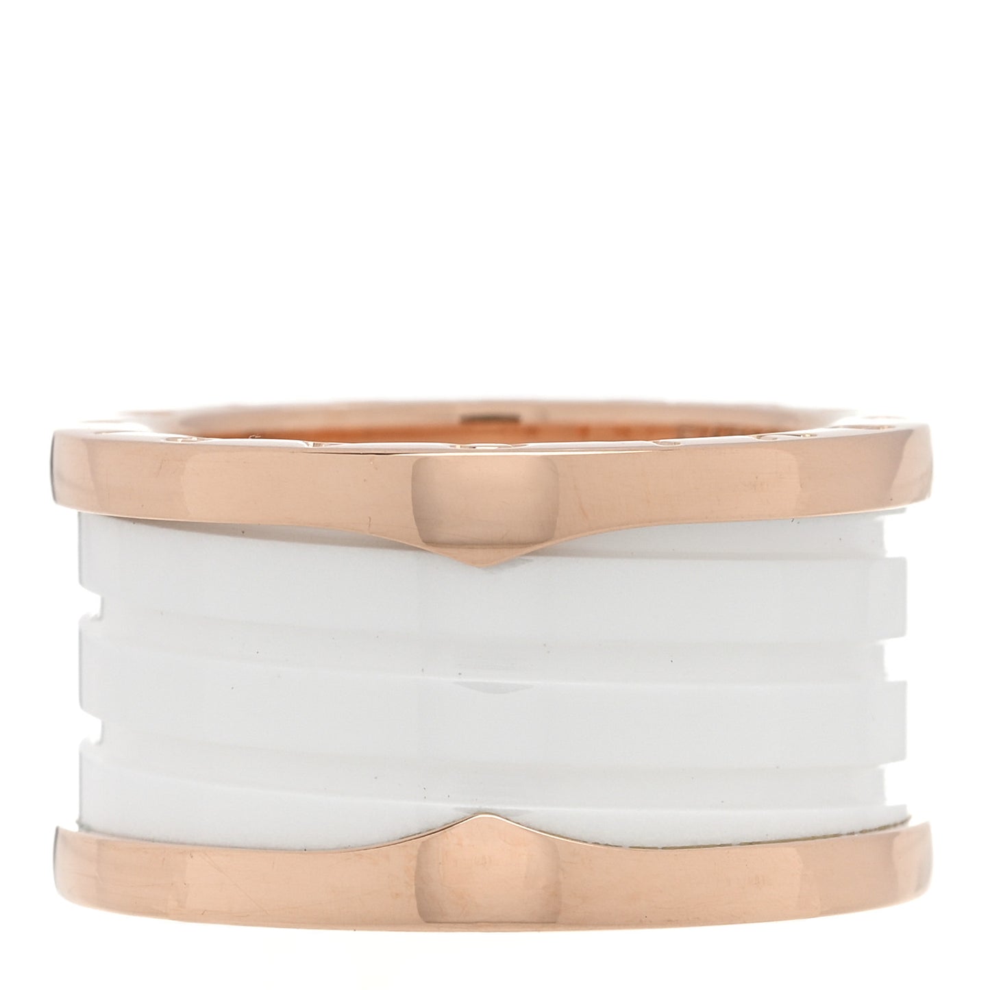 18K Rose Gold White Ceramic B.Zero1 Four-Band Ring 53 6.25