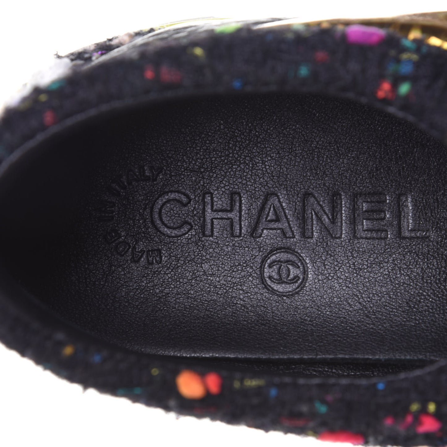 Tweed Lambskin Runway Sneakers 38 Black Multicolor