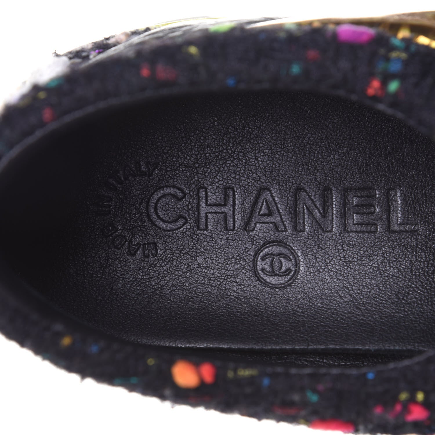 Chanel Tweed Lambskin Runway Sneakers 38 Black Multicolor 9 of 10