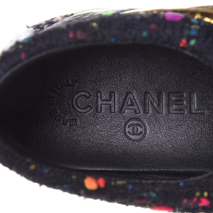 Chanel Tweed Lambskin Runway Sneakers 38 Black Multicolor 9 of 10