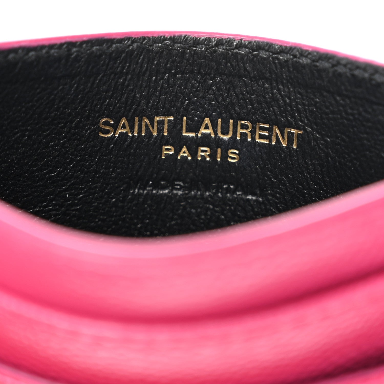 Saint Laurent Grain De Poudre Matelasse Chevron Monogram Credit Card Case Fresh Fuxia 6 of 7