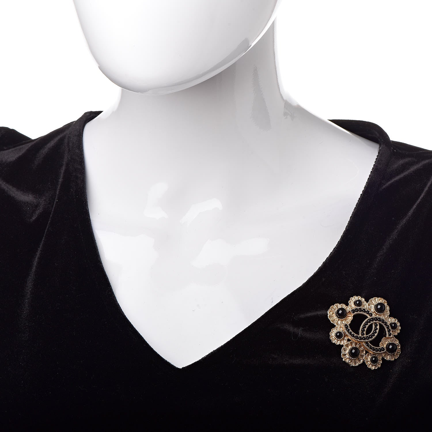 Chanel CC Paris Rome Brooch Black Gold 2 of 4