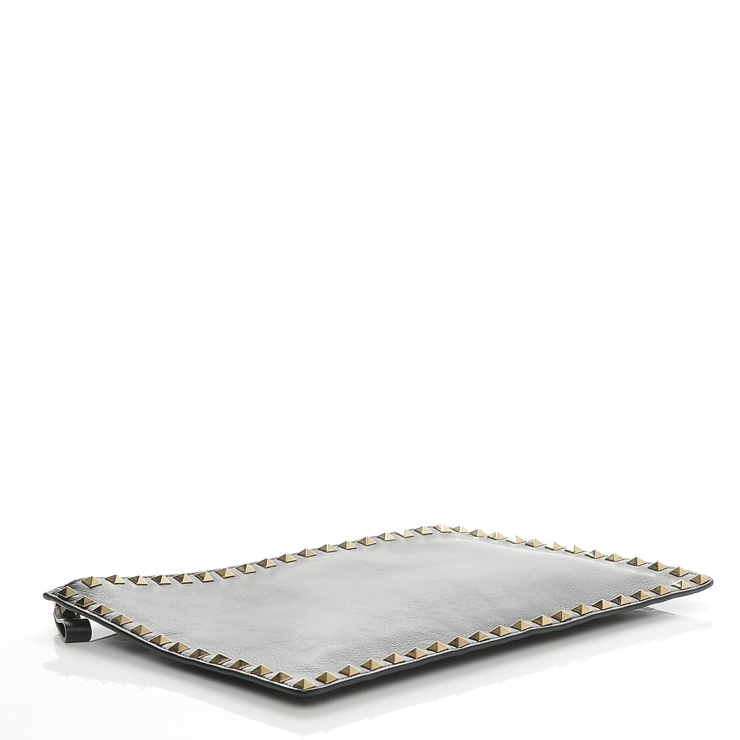 Vitello Large Rockstud Zip Pouch Black