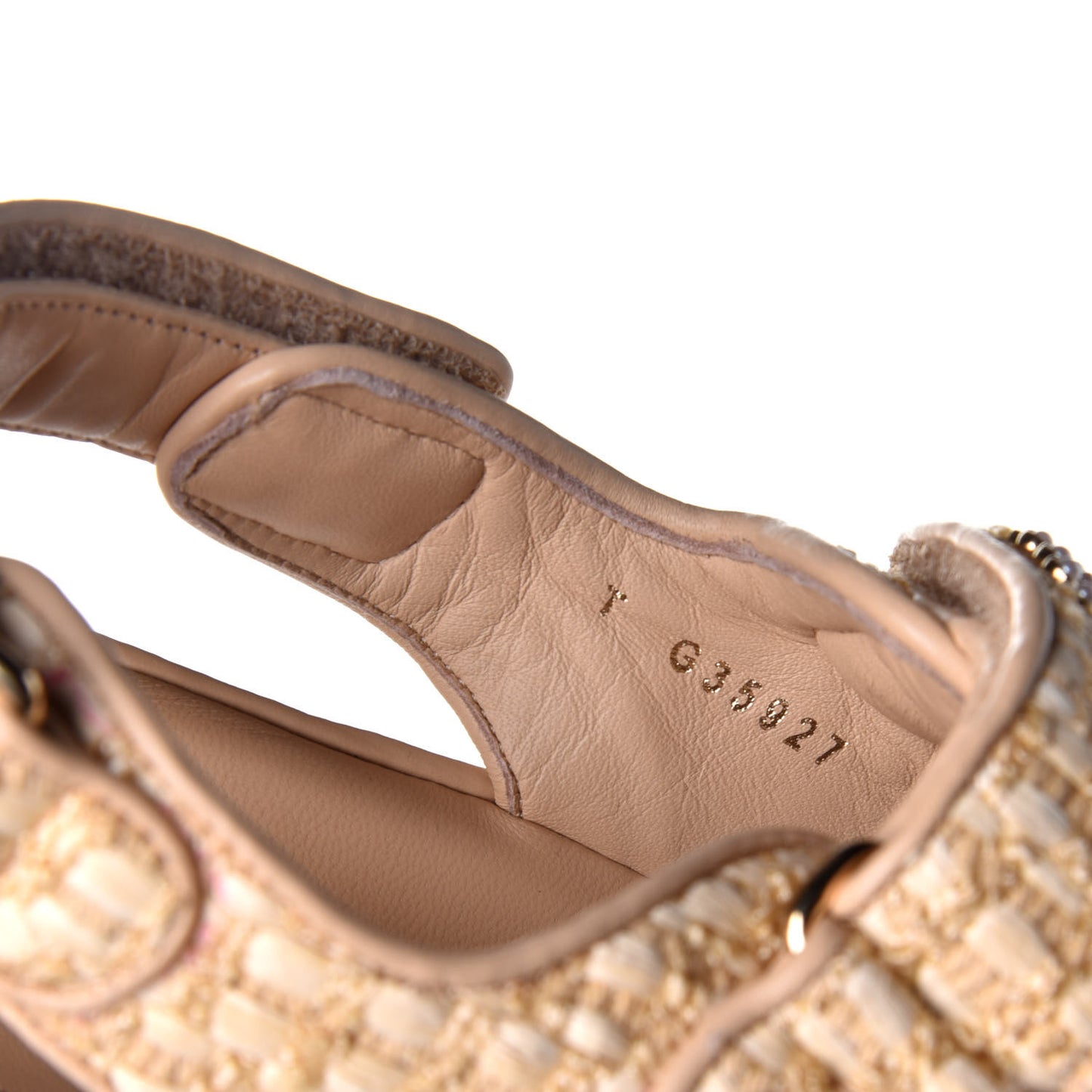Braided Fabric Velcro Dad Sandals 38 Beige