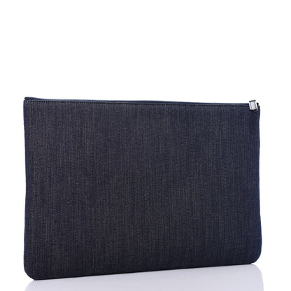 Chanel Denim Medium Deauville Pouch Blue Orange 3 of 7