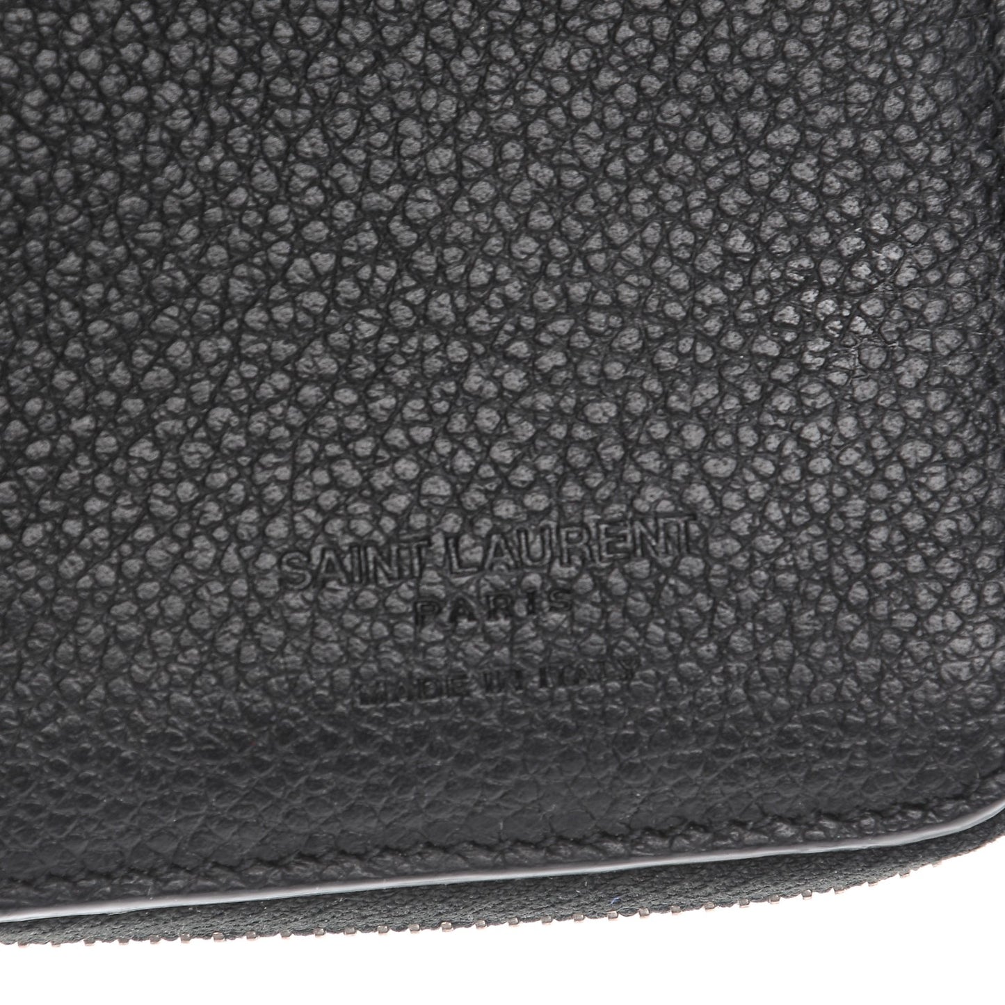 Grained Calfskin Rive Gauche Compact Zip Around Wallet Black