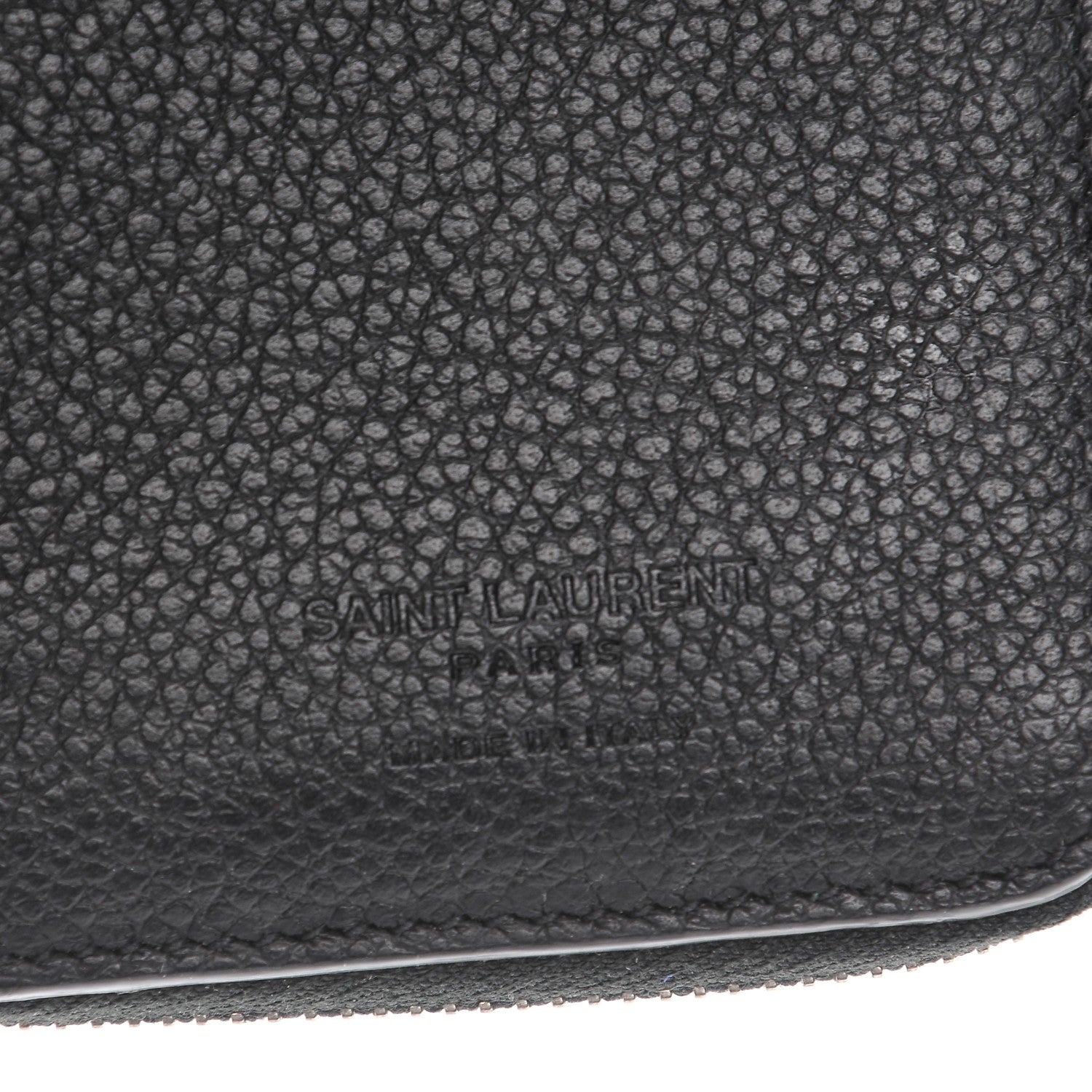 Saint Laurent Grained Calfskin Rive Gauche Compact Zip Around Wallet Black 6 of 7