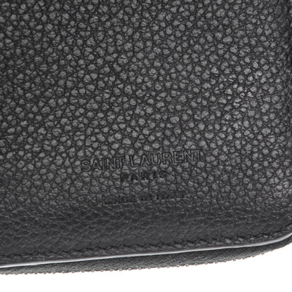 Saint Laurent Grained Calfskin Rive Gauche Compact Zip Around Wallet Black 6 of 7