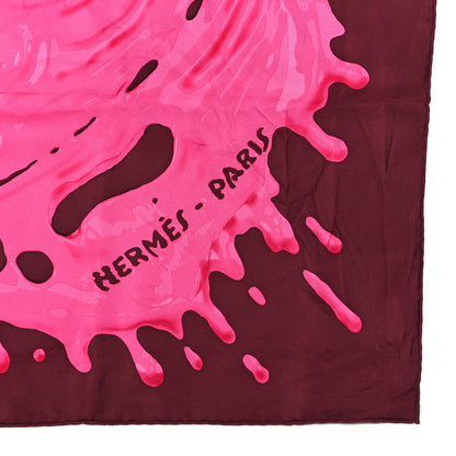 Hermes Silk Peinture Fraiche Scarf 90 Prune Rose Indien 4 of 5