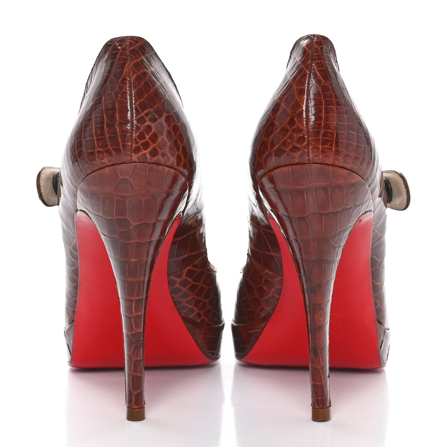 Christian Louboutin Crocodile Embossed Alta Iowa 120 Pumps 39 Brown 9 of 16