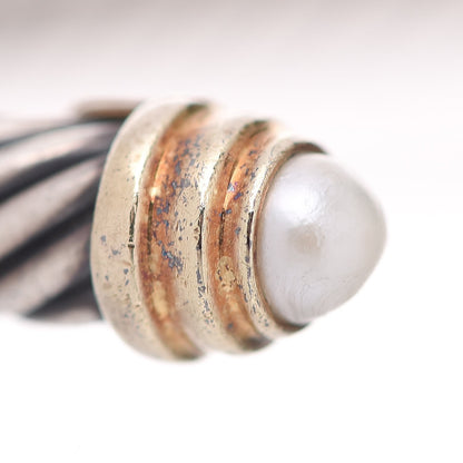 David Yurman Sterling Silver 14K Yellow Gold Pearl 5mm Cable Classics Petite Color Bracelet 2 of 6