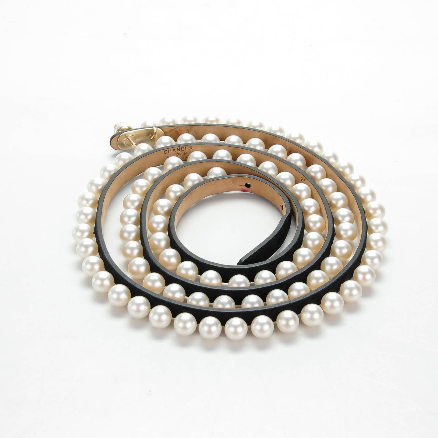 Chanel Calfskin Pearl CC Belt 95 38 Black 3 of 9