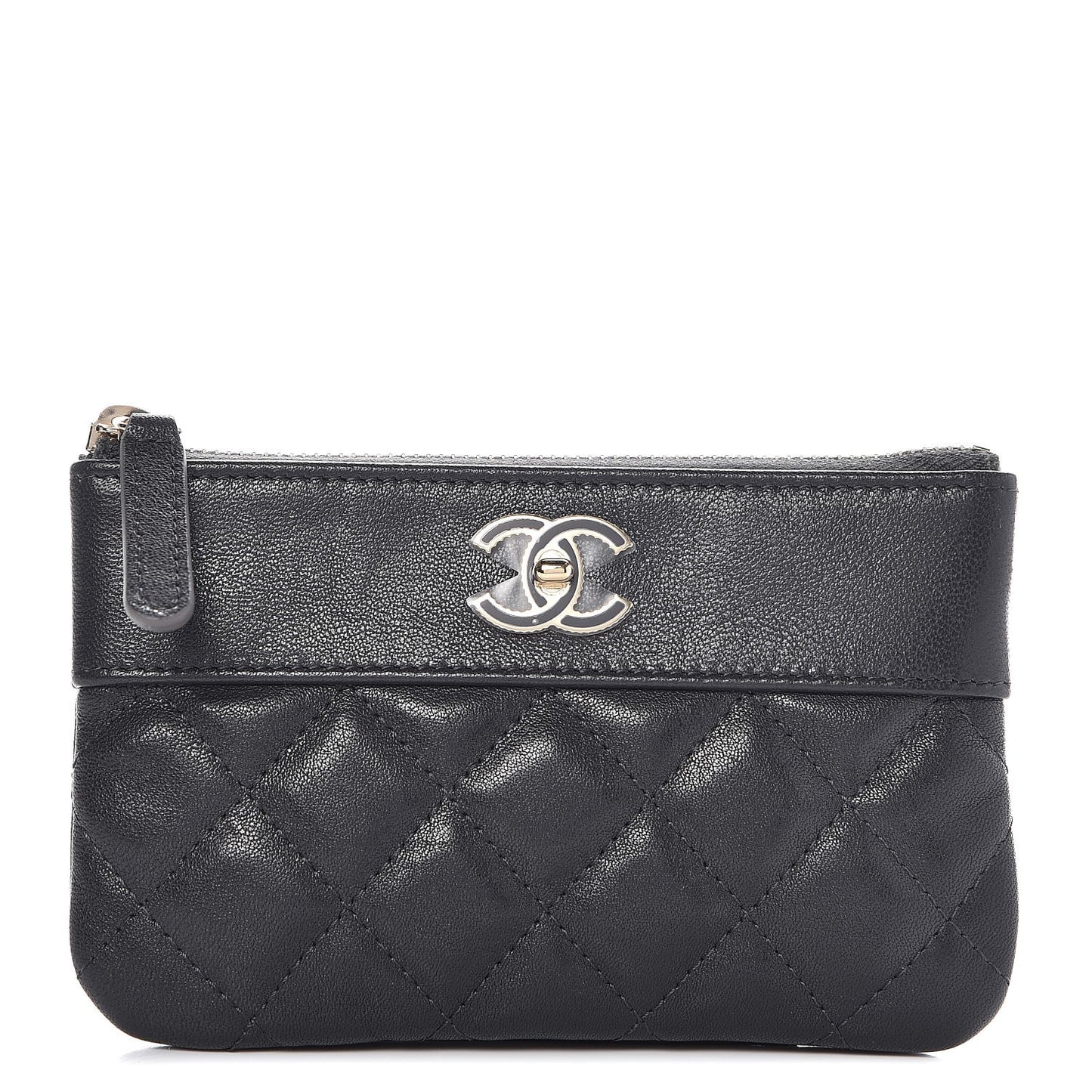 Sheepskin Quilted Small Vintage Mademoiselle Cosmetic Case Dark Grey