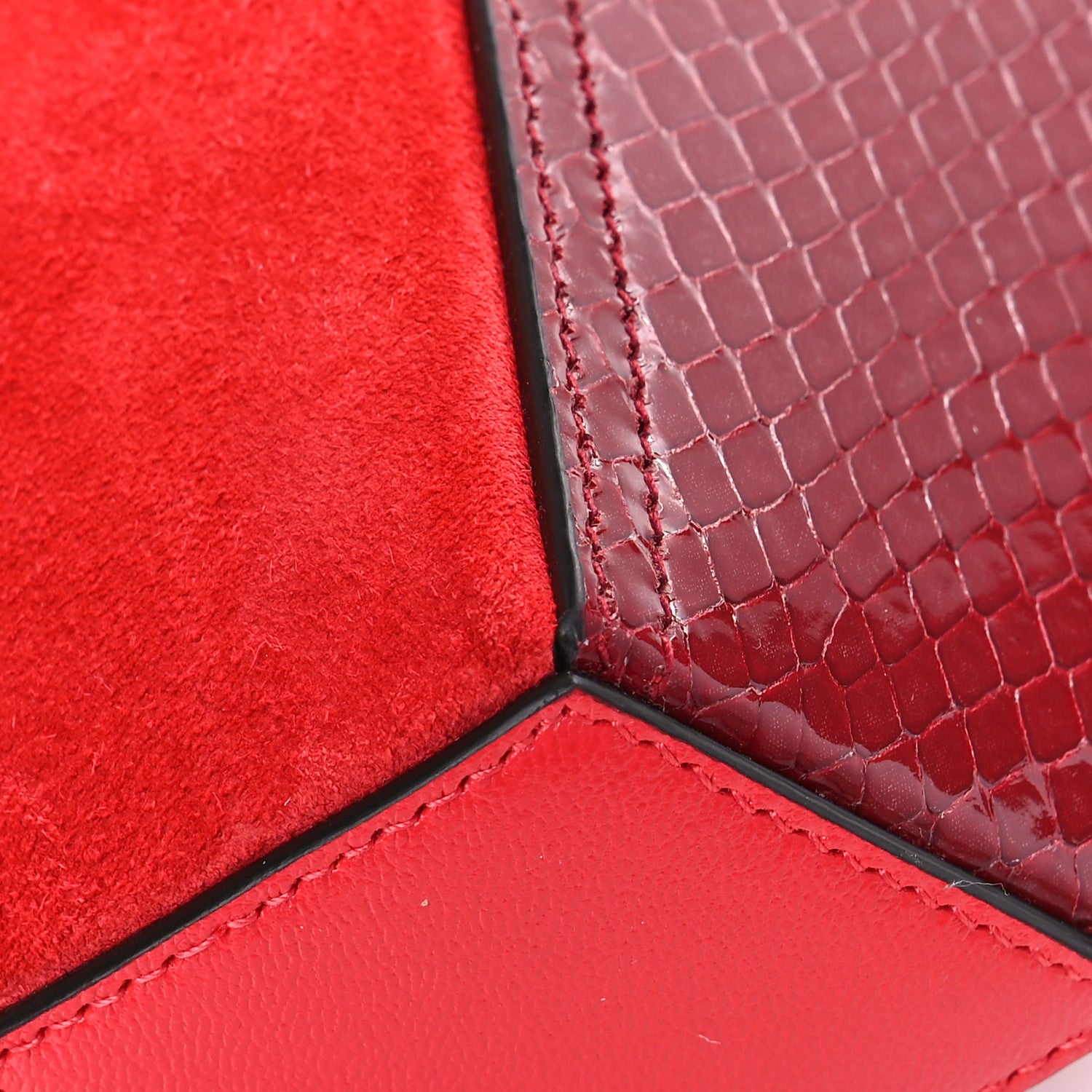 Gucci Calfskin Suede Snakeskin Valentines Day Small Heart Bag Red Pink Multicolor 8 of 9