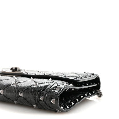 Valentino Garavani Craquele Nappa Rockstud Spike Wallet on Chain Black 9 of 9