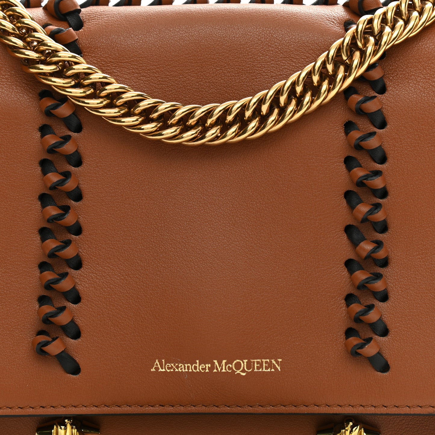 Calfskin Braided The Story Shoulder Bag Brown Black