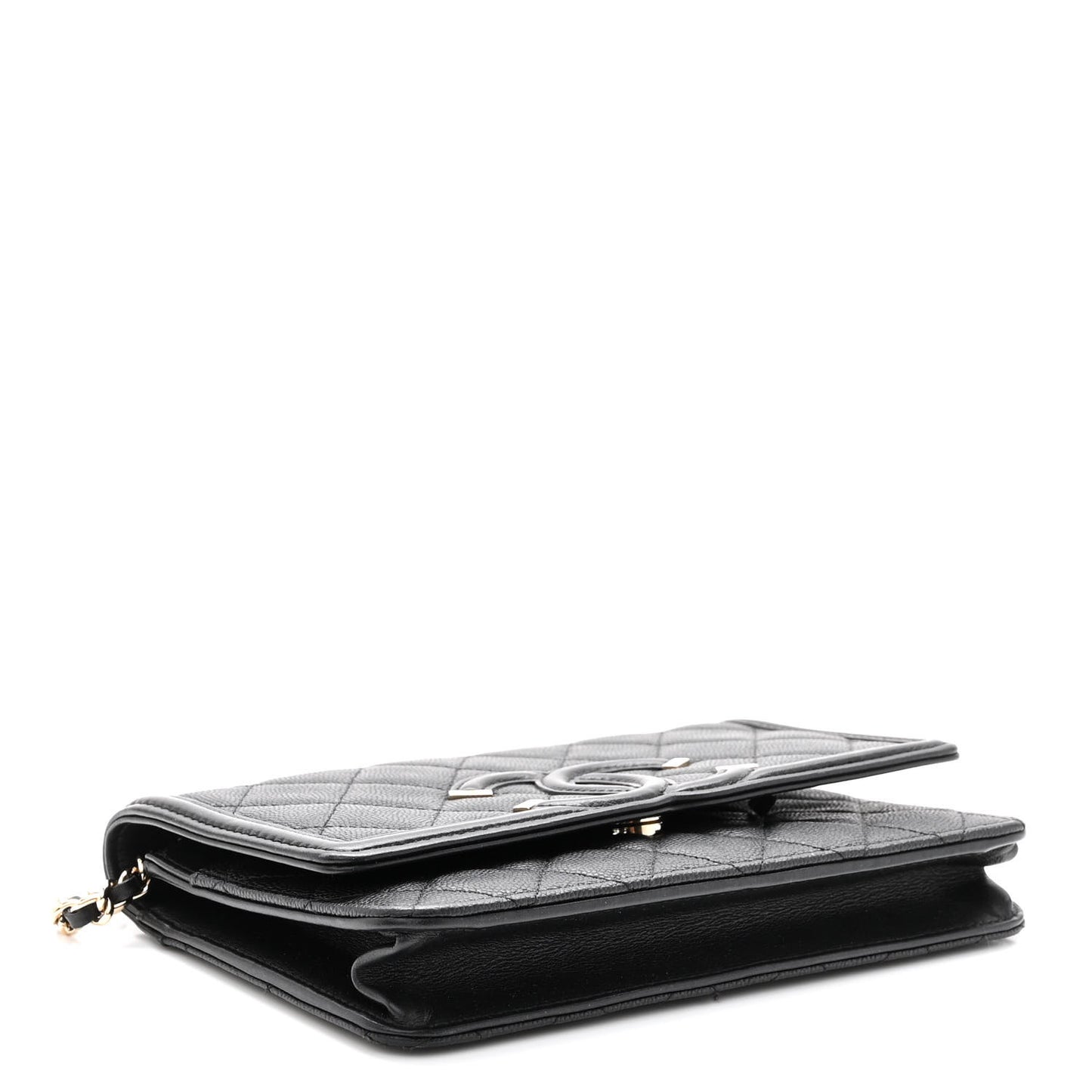 Caviar Quilted CC Filigree Wallet On Chain WOC Black