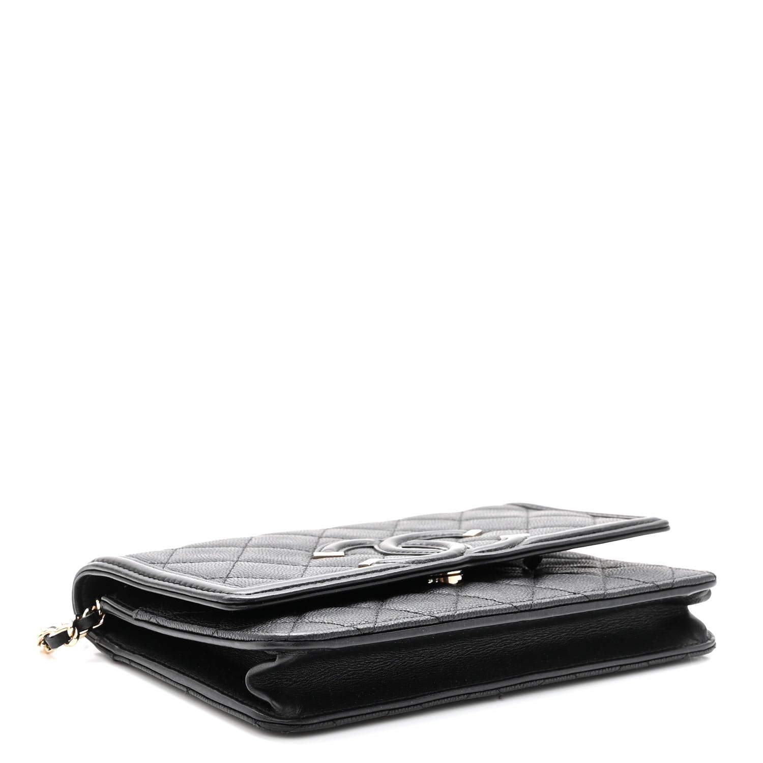 Chanel Caviar Quilted CC Filigree Wallet On Chain WOC Black 4 of 11
