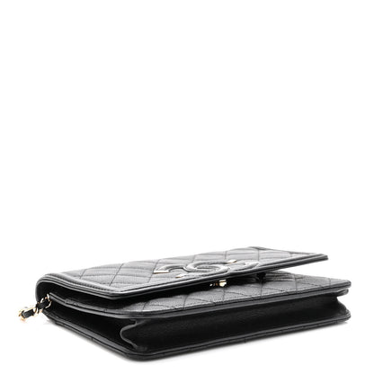 Chanel Caviar Quilted CC Filigree Wallet On Chain WOC Black 4 of 11