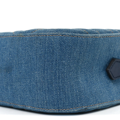 Gucci Denim Matelasse Embroidered Small GG Marmont Chain Shoulder Bag Blue 11 of 11