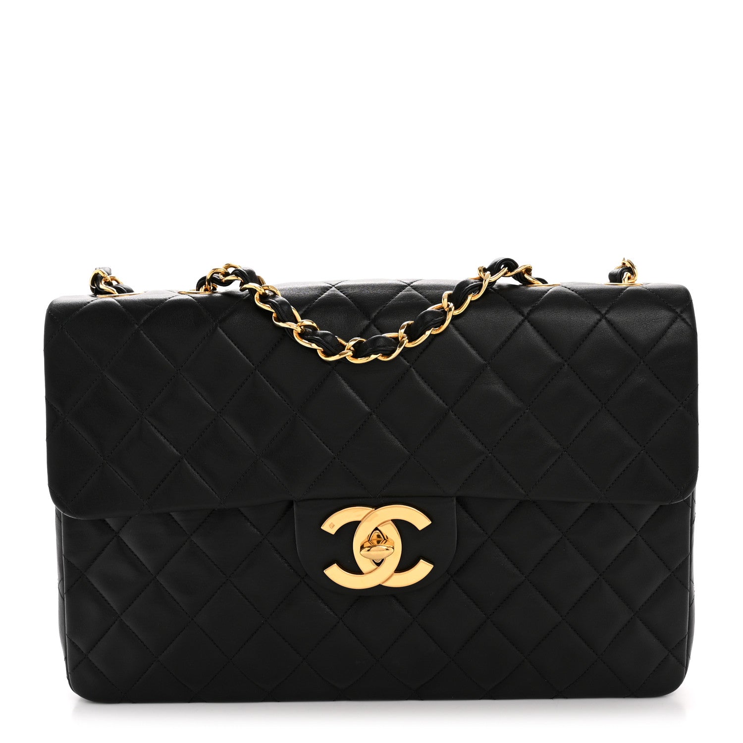 Chanel Lambskin Quilted XL Jumbo Single Flap Black 1 of 14