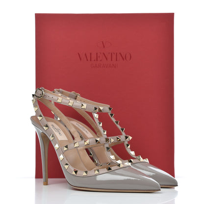 Valentino Garavani Patent Nappa Rockstud Ankle Strap 100mm Pumps 41 Perla Poudre 9 of 9