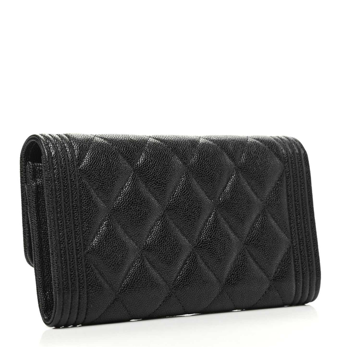 Caviar Quilted Medium Boy Flap Wallet Black