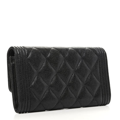 Chanel Caviar Quilted Medium Boy Flap Wallet Black 3 of 8