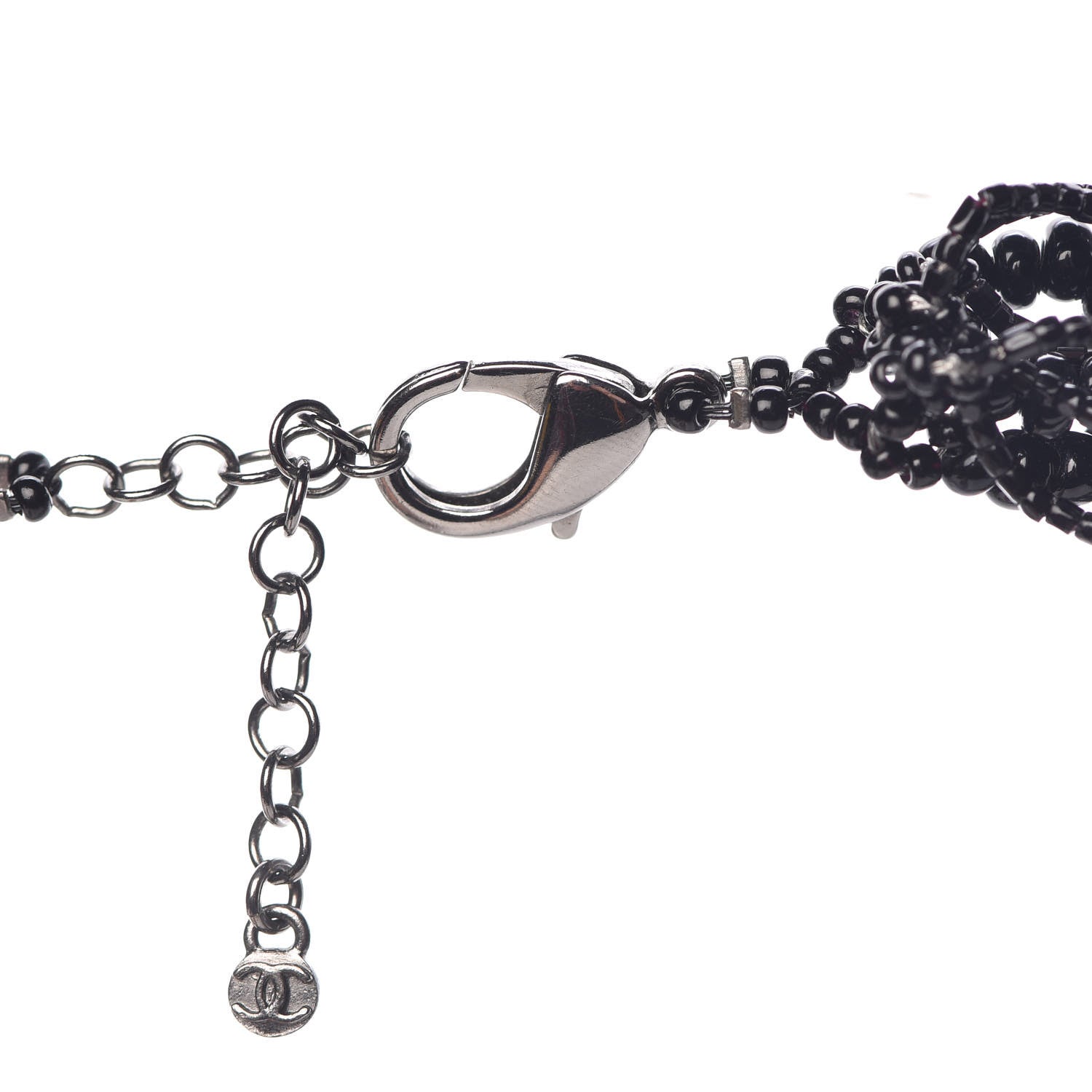 Chanel Bead Multi Strand CC Necklace Black 4 of 5