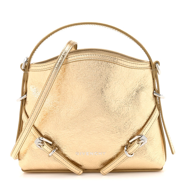 Givenchy Metallic Tumbled Calfskin Nano Voyou Bag Golden Sand