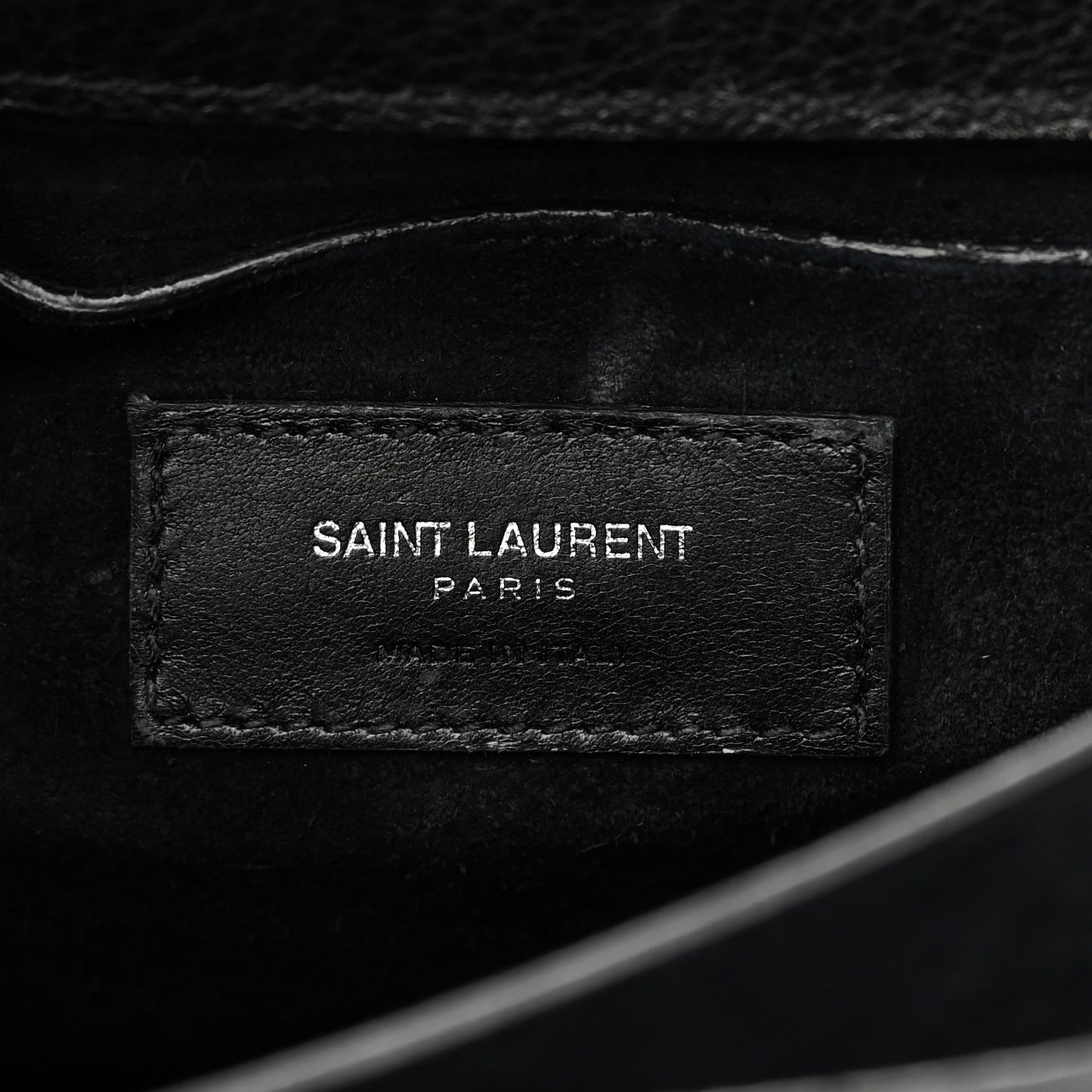 Grained Calfskin Medium Monogram Sunset Satchel Black