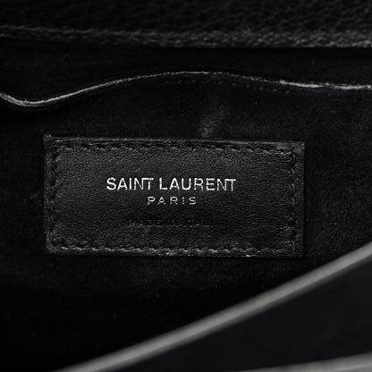 Saint Laurent Grained Calfskin Medium Monogram Sunset Satchel Black 6 of 21