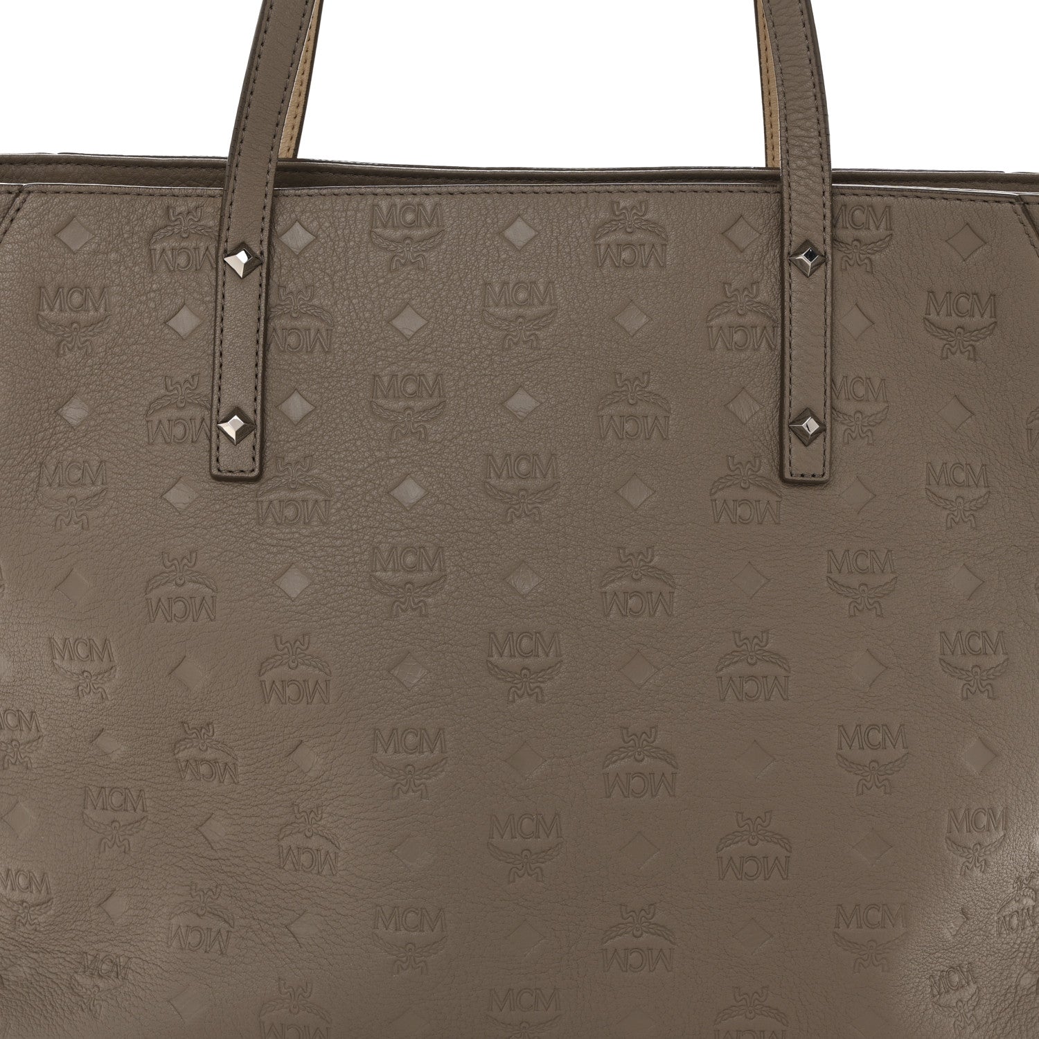 MCM Calfskin Ottomar Monogram Medium Klara Shopper Tote Dove 8 of 14