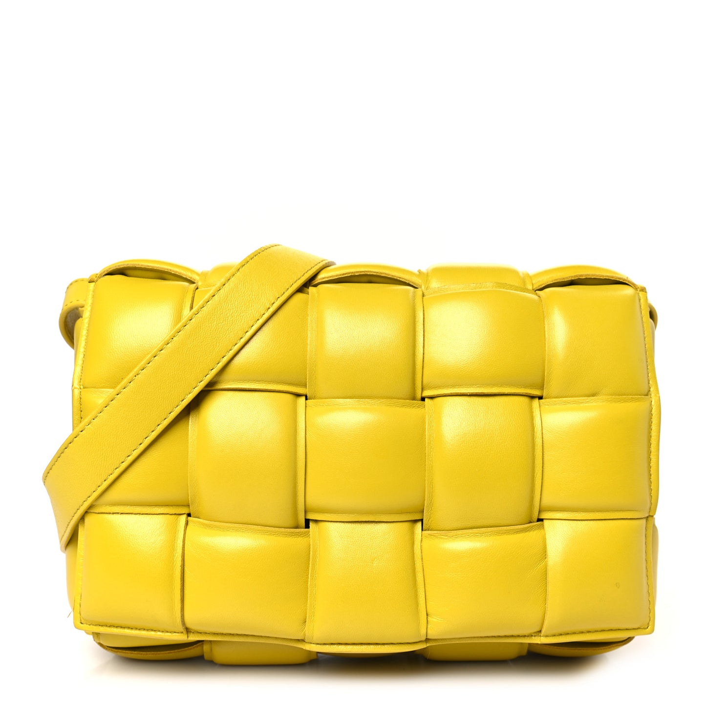 Nappa Maxi Intreccio Padded Cassette Crossbody Bag Buttercup