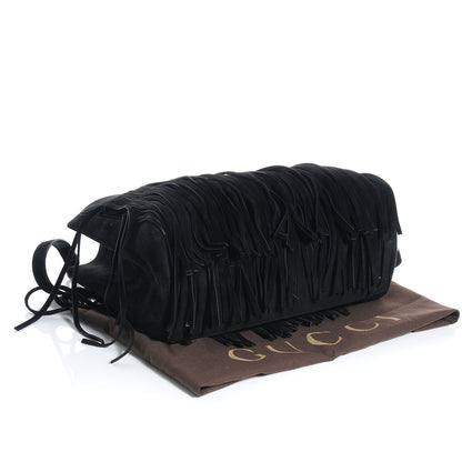 Gucci Suede Bamboo Fringe Medium Shopper Tote Black 4 of 7