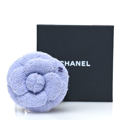 Chanel Wool Tweed Camellia Pin Brooch Lilac 4 of 4