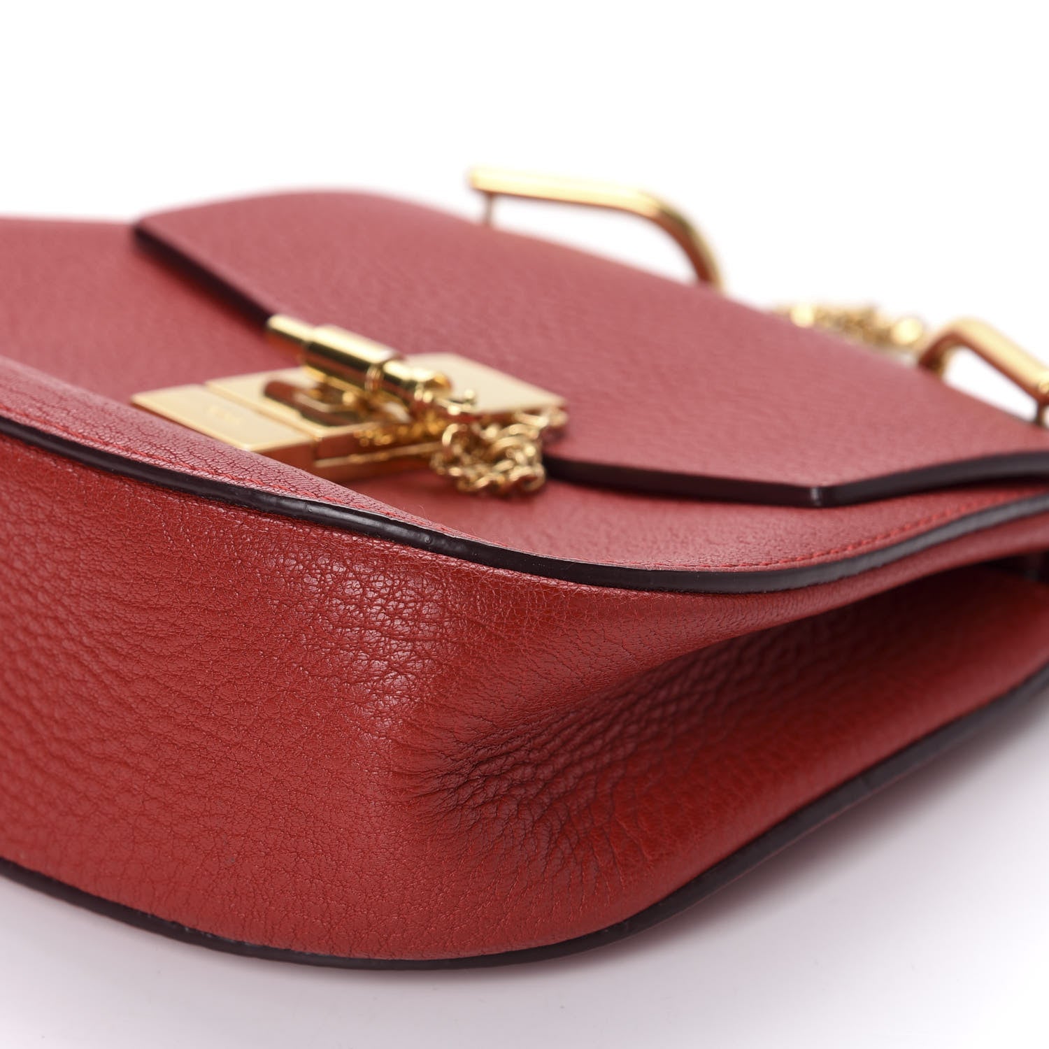 Chloe Grained Lambskin Mini Drew Shoulder Bag Plaid Red 7 of 11