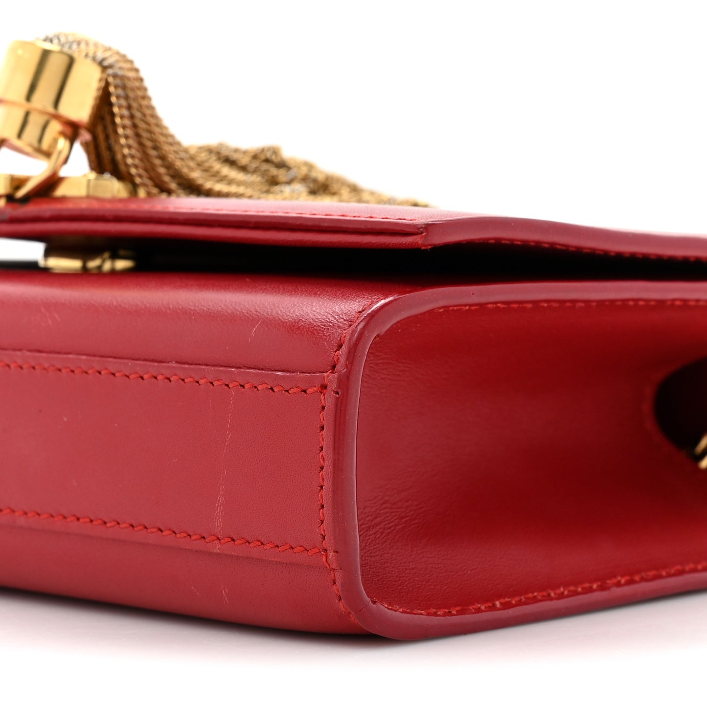 Calfskin Small Classic Monogram Kate Tassel Satchel Red