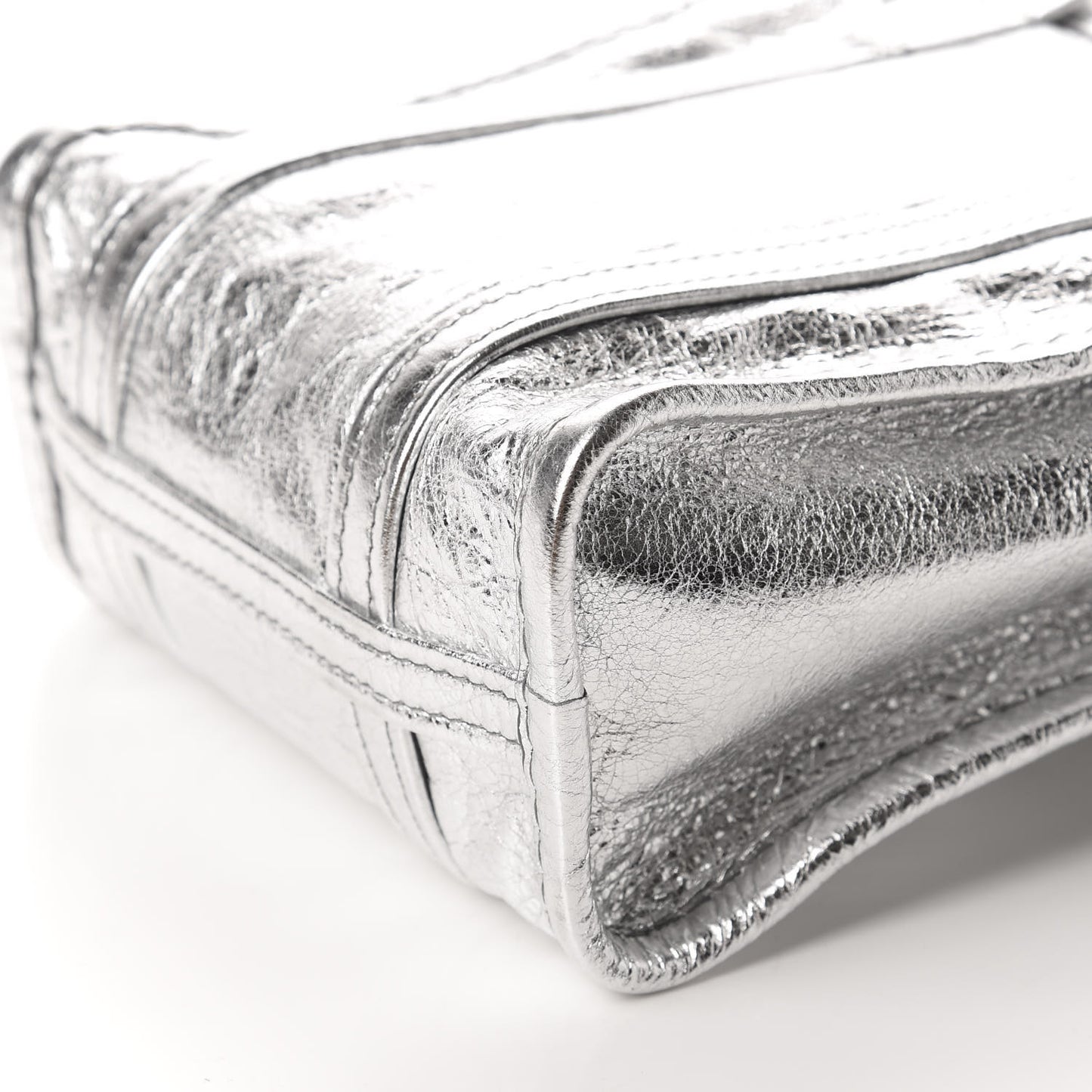 Metallic Calfskin XXS Bazar Shopper Tote Silver Hardware
