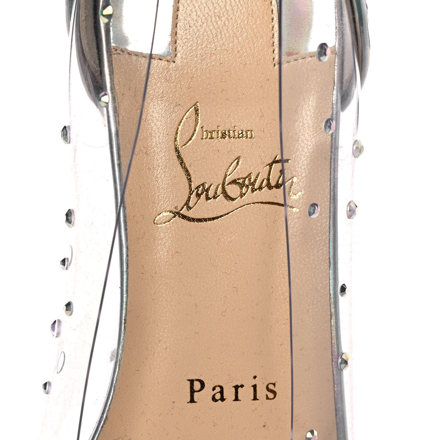 Christian Louboutin PVC Paill Hotfix Degrastrass Flats 37 Silver 7 of 8