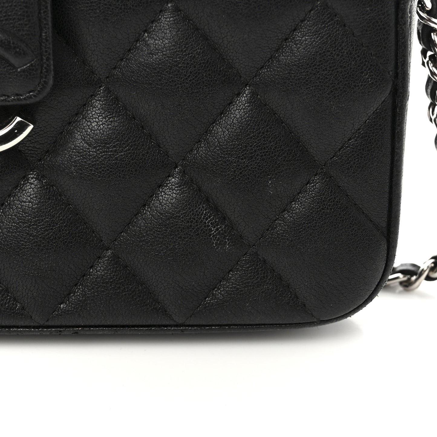 Lambskin Quilted CC Box Clutch With Chain Black