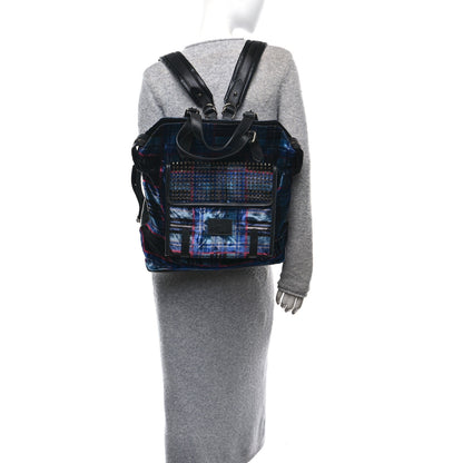 Christian Louboutin Velvet Tartan Spiked SYD Backpack Blue Khol Gun 2 of 10
