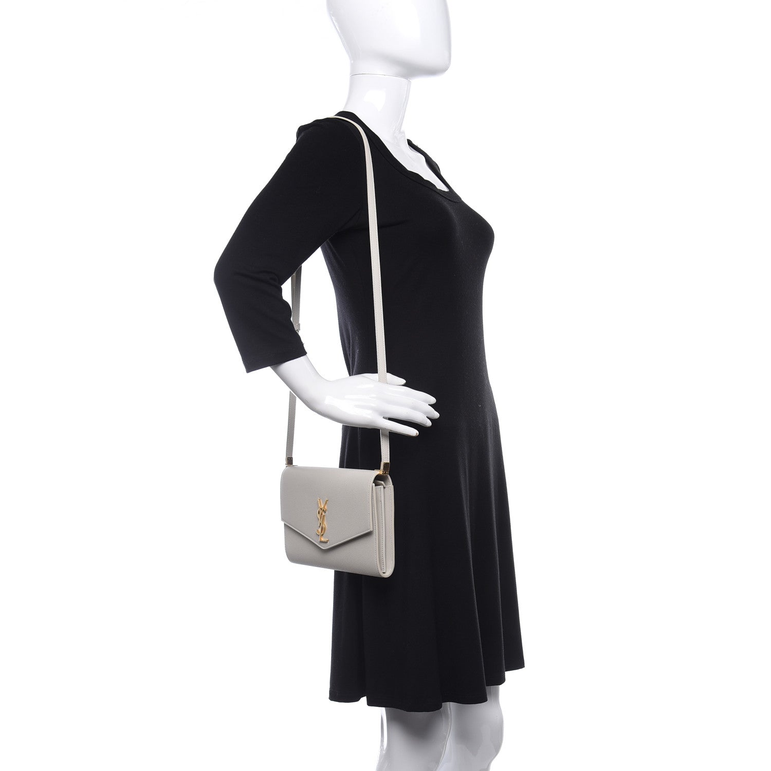 Saint Laurent Grain de Poudre Mini Uptown Crossbody Bag Blanc Vintage 2 of 10