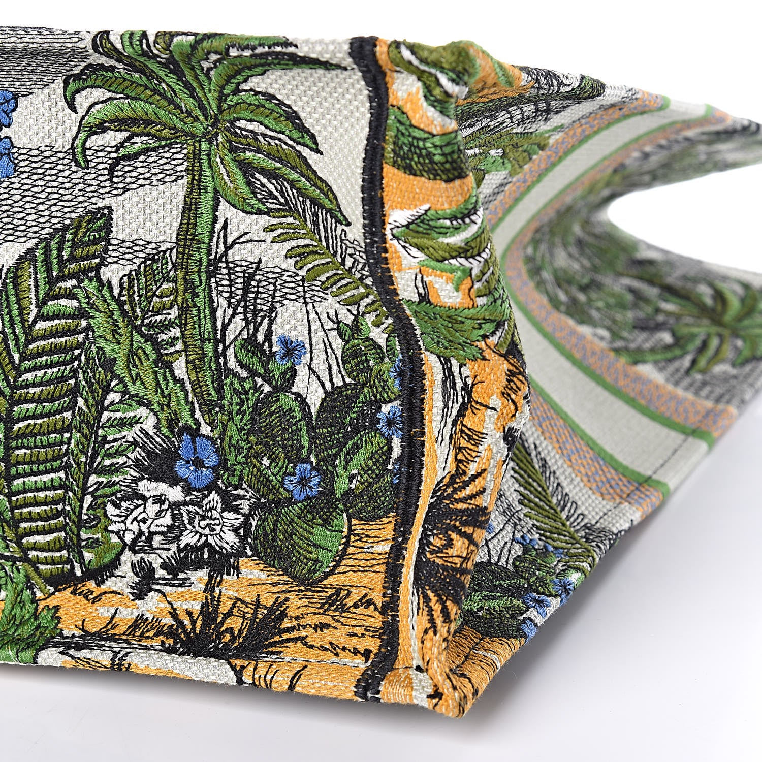 Christian Dior Canvas Embroidered Toile De Jouy Tropicalia Book Tote Green 9 of 9