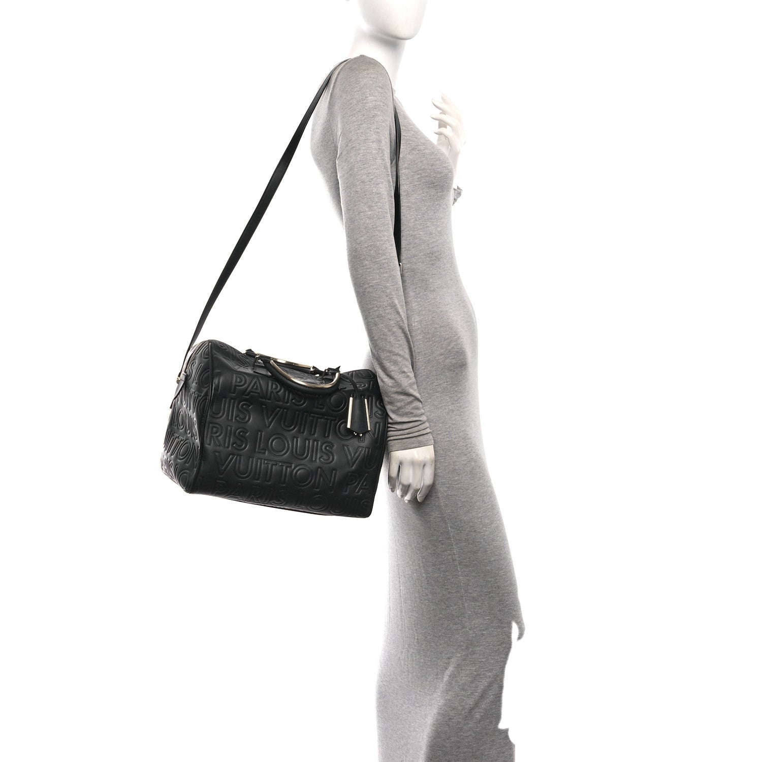 Louis Vuitton Calfskin Embossed Speedy Cube 30 Black 2 of 9