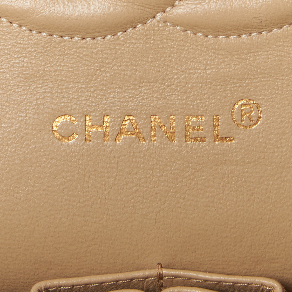 Lambskin Quilted Medium Double Flap Beige