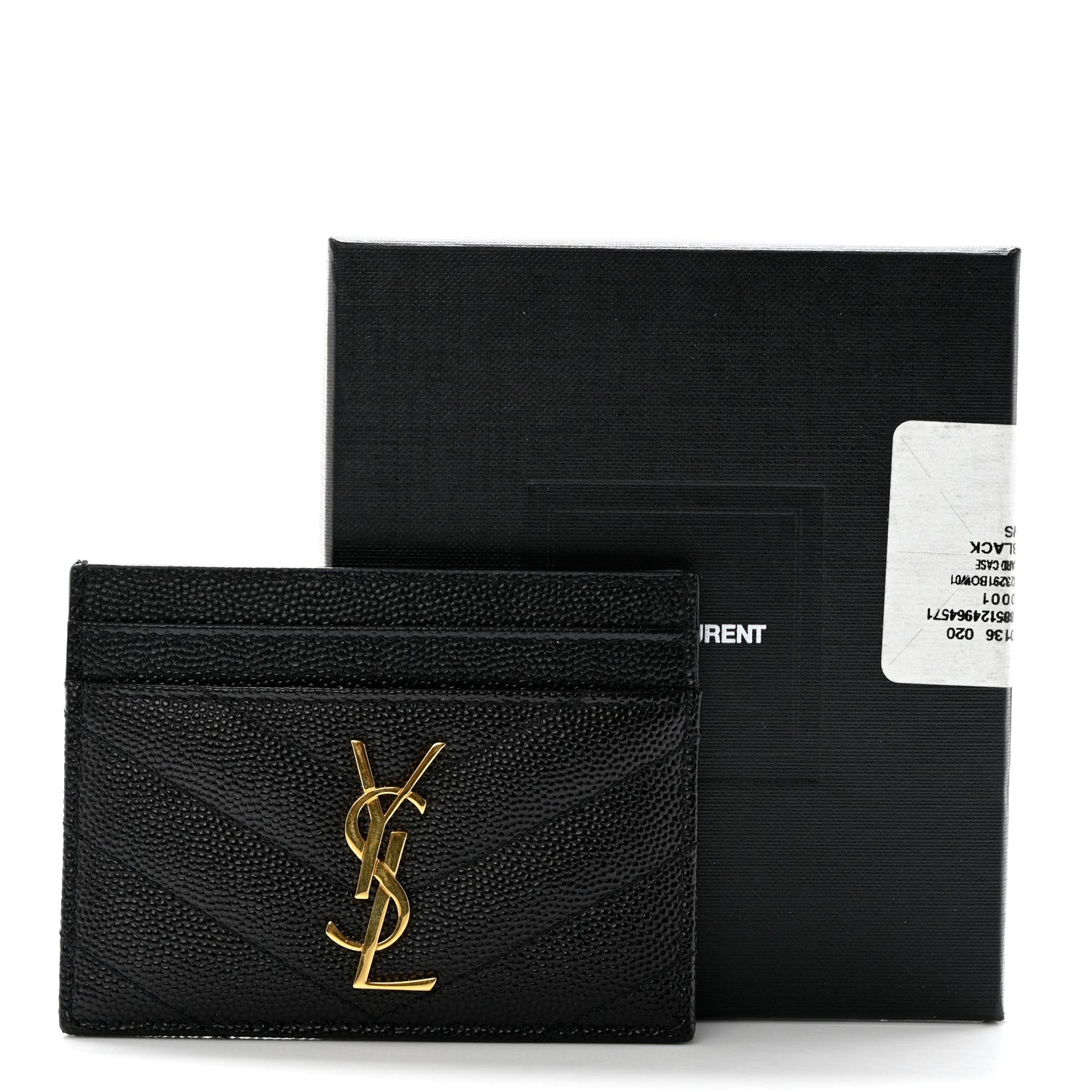 Saint Laurent Grain De Poudre Matelasse Chevron Credit Card Case Black 8 of 8