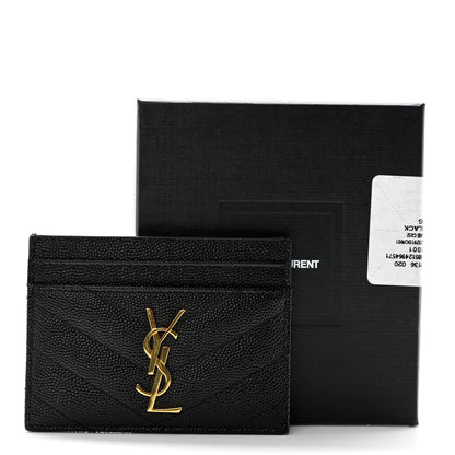 Saint Laurent Grain De Poudre Matelasse Chevron Credit Card Case Black 8 of 8
