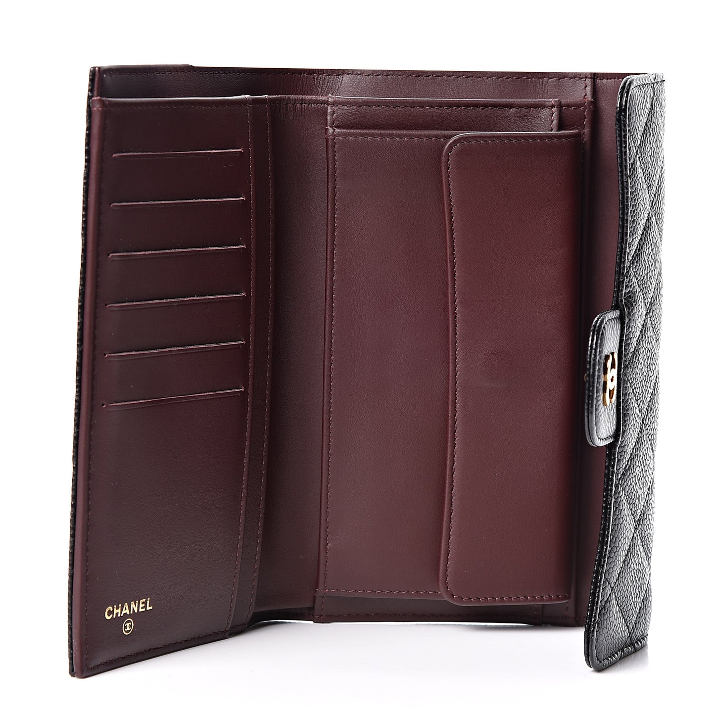 Caviar Quilted Large Flap Wallet Black